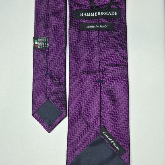 Hammer Made Limited Edition All Silk Solid Purple Neck Tie Made In Italy - Picture 4 of 8